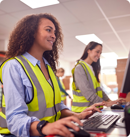 Logistics professionals at work